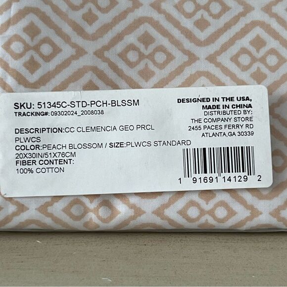 The company Store Standard 20x30 Pillowcase Set, Clemencia Geo Peach Blossom - Picture 2 of 7